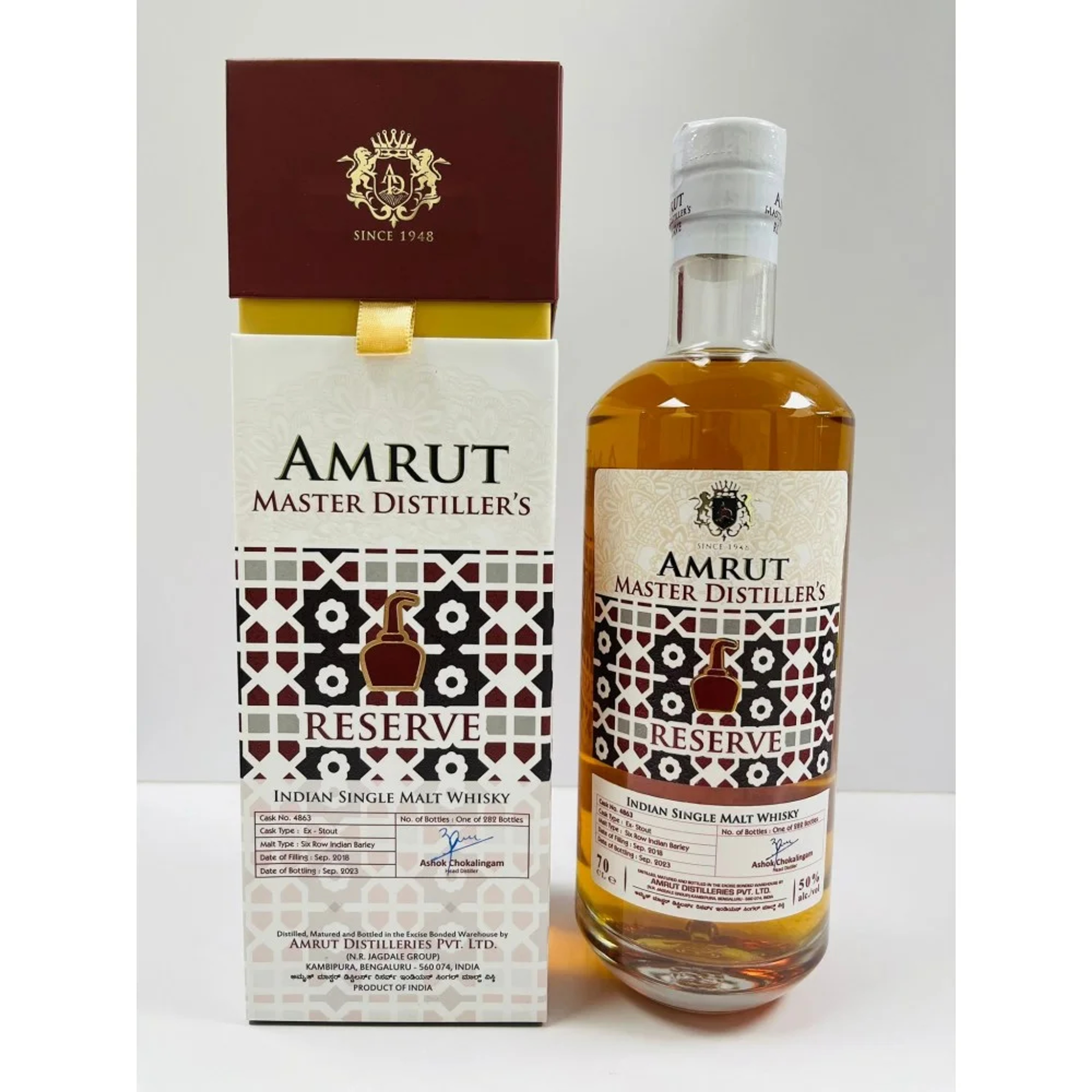 Amrut Indian Single Malt Whisky Stout Cask Finish Master Distiller's Reserve price in Kolkata